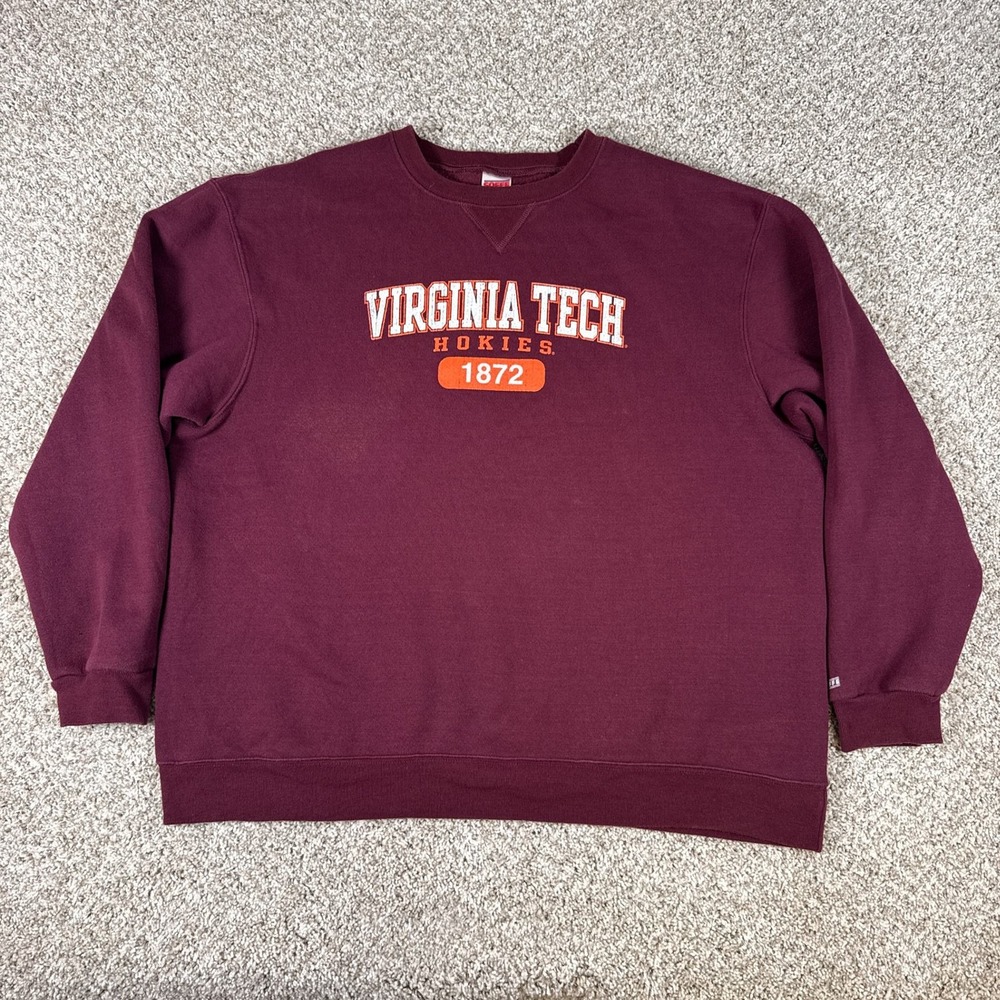 Soffe Sweatshirt Unisex 2XL Virginia Tech Hokies Maroon College Crewneck Vintage